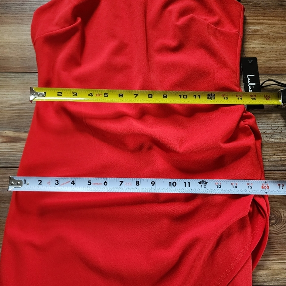 Lulu's Dress Womens M Red You Can't Ruche Love Ruched Bodycon Halter NEW - Picture 5 of 9